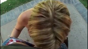 Hot blonde gives nice head and gets fingered