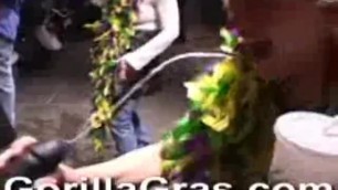 Cum Spraying Gorilla At Mardi Gras Street Party