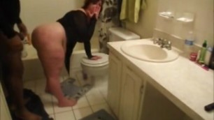 Short MILF with big ass gets fucked by BBC in the bathroom