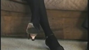 Sneaky pantyhose shoeplay