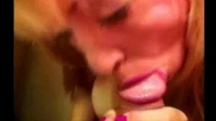 Blonde Batroom Blowjob. Swallow