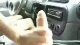 Girl driving car and jerks boyfriend's cock