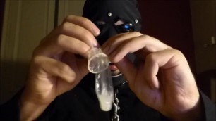 Drinking cum from a dumped condom