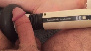 Panasonic Panabrator vibrates penis to ecstasy with slow motion orgasm.