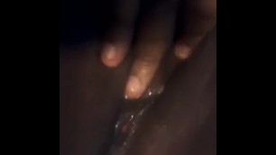 Soaking Wet Ebony Plays with her Pussy