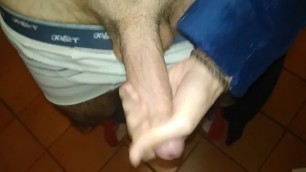 Hairy Guy Jerks off and Cums after getting out of the Shower
