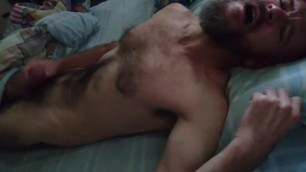 Sexy Bald Otter has a Morning Wank and Cum on Bed